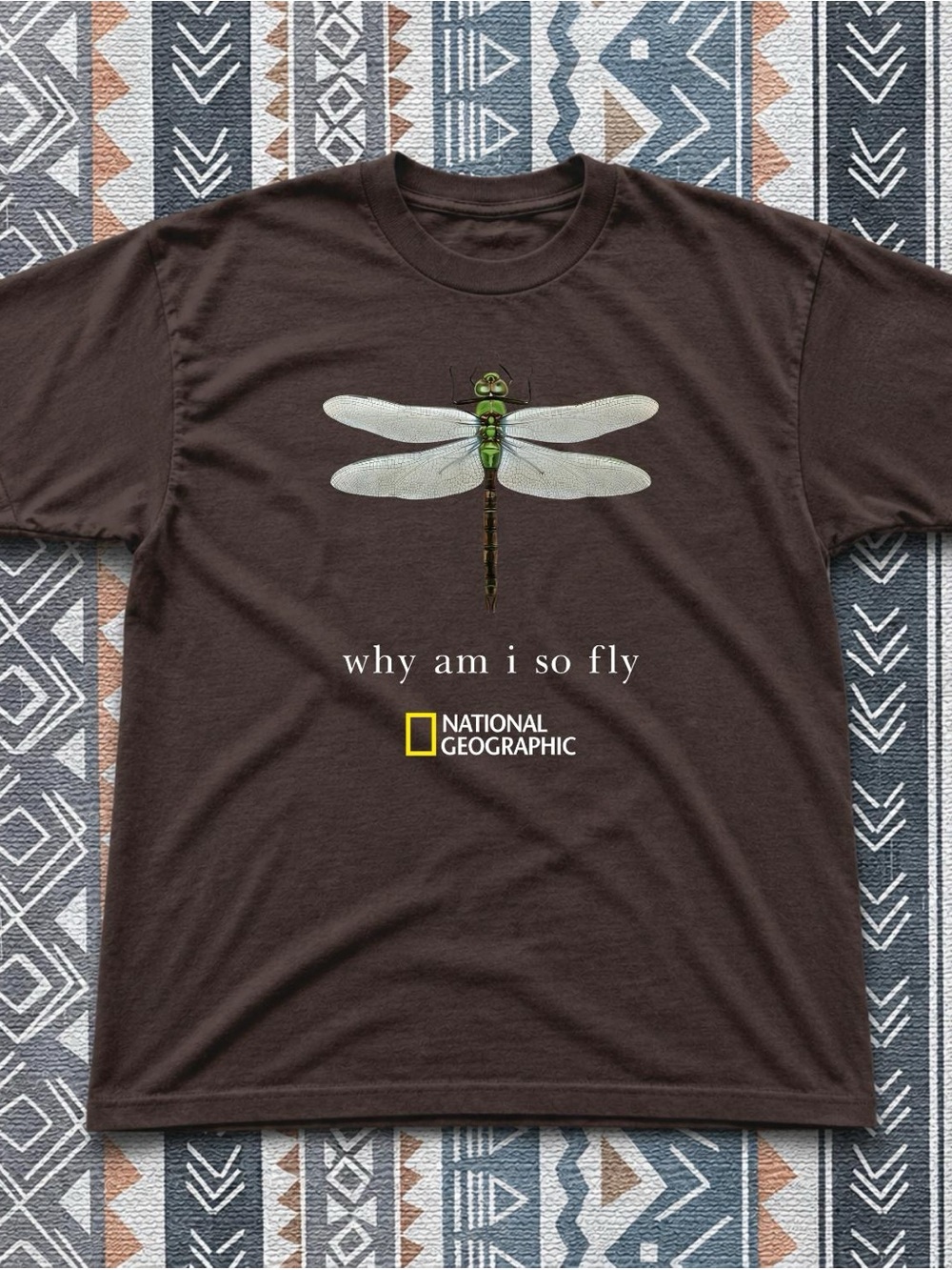 Gildan National Geographic Dark Brown Tee with Dragonfly Design | Unisex T-Shirt